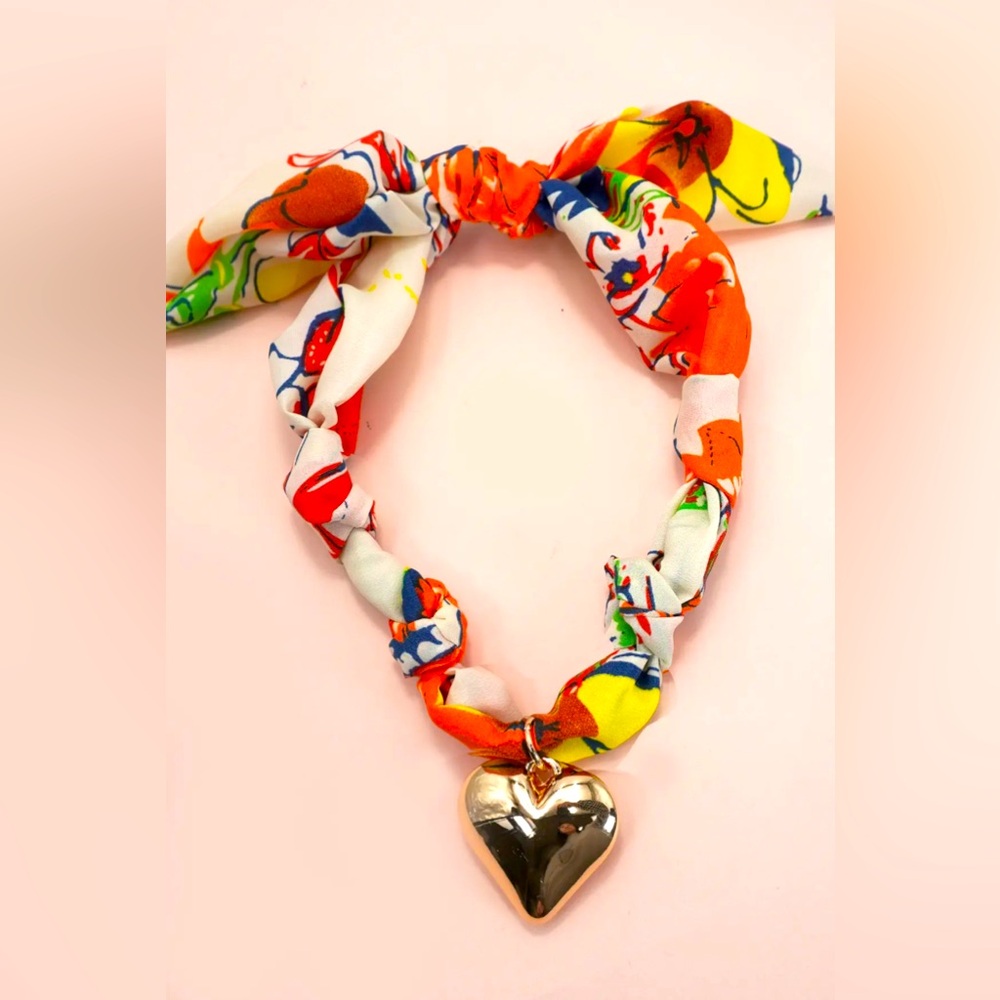 Colorful Heart Pendant Scarf Necklace